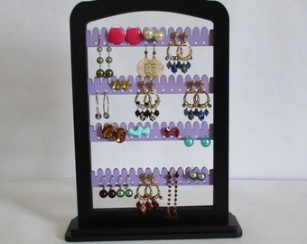 jewelry rack, Earring rack, jewelry holder, earring organizer, display, LAVENDER wood with stand