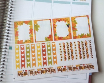 Planner Stickers Fall Full Boxes, Strips and Weekend Stickers, Planner, Fits Erin Condren Planner, Stickers