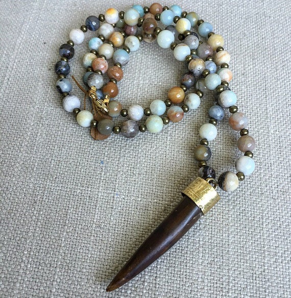 Long horn necklaces Horn necklaces beaded horn