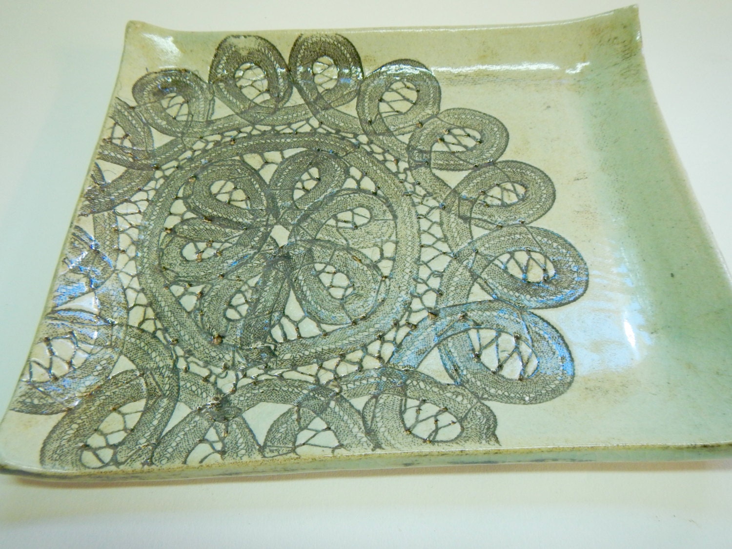 Decorative platter/tray/plate Rectangular ceramic