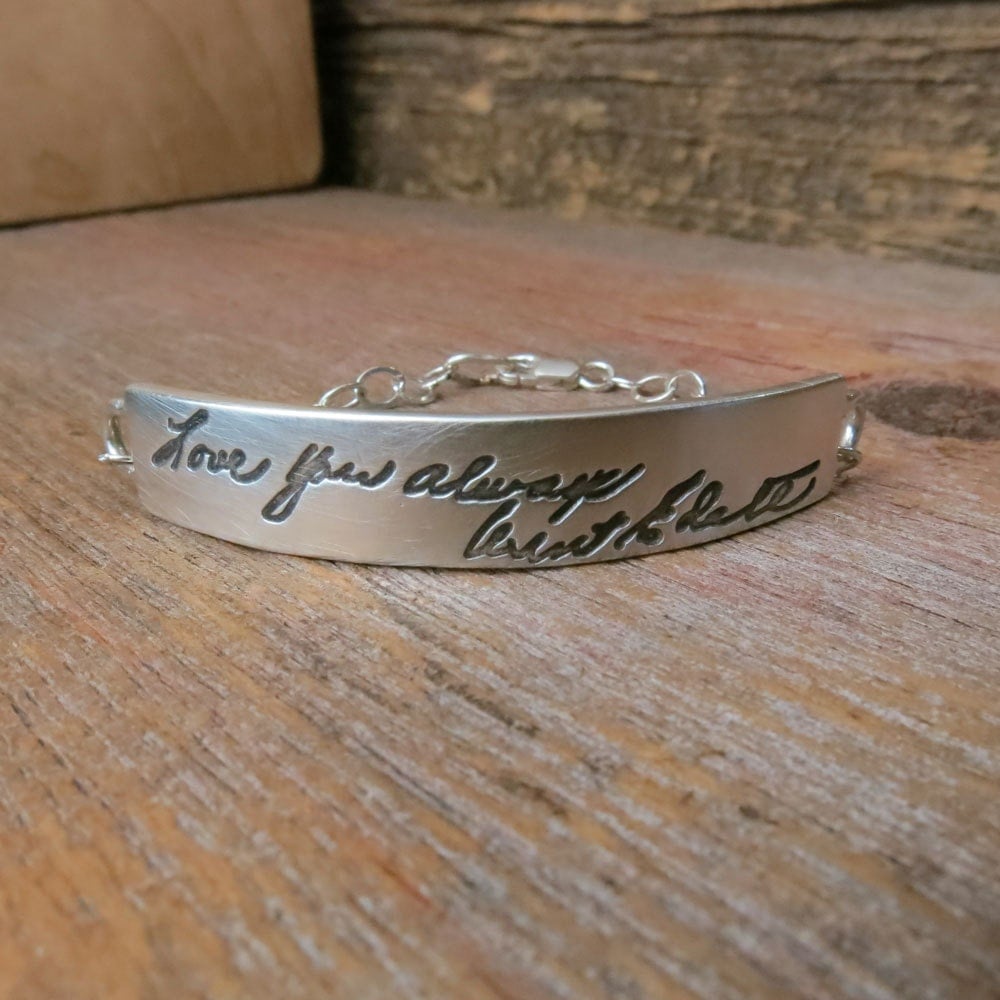 engraved handwriting bracelets