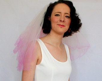 Dip dyed wedding veil - Magenta veil - Hen party veil - Mermaid Veil - Alternative veil - Ombre veil