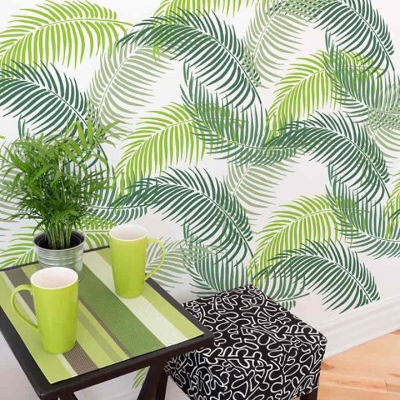Palm Frond Stencil Tropical Wall Art Design for an Easy and