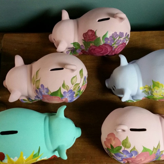 Ceramic Piggy Bank Ornaments Nativity by GrapeVineCeramicsGft