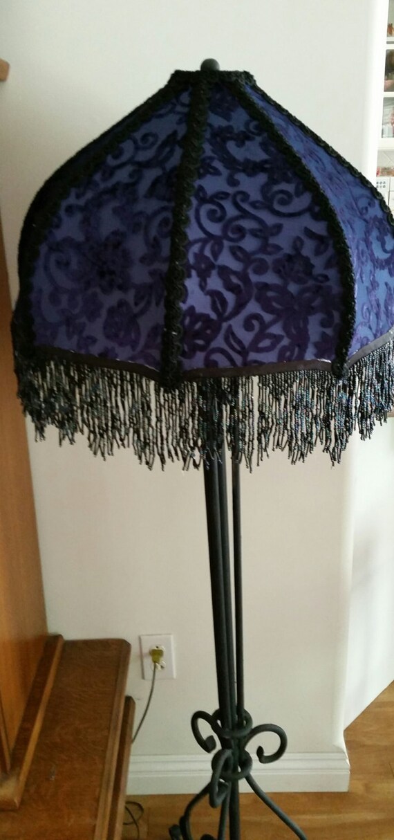 Large Blue Burnout Velvet Floor Lamp Shade