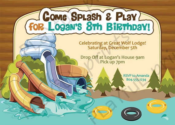 Indoor Waterpark Birthday Invitation