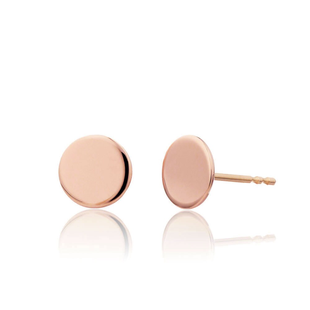 Solid 14K Rose Gold Circle Stud Earrings 6mm by LilyEmmeJewelry