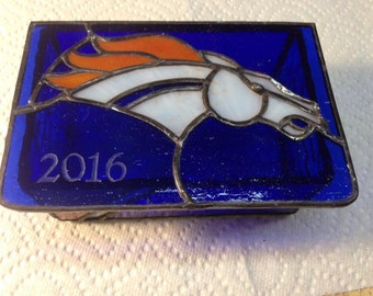 Denver Bronco Glass Box