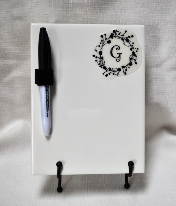 Dry Erase Tile Personalized Initial Dry Erase Tile 6x9 White