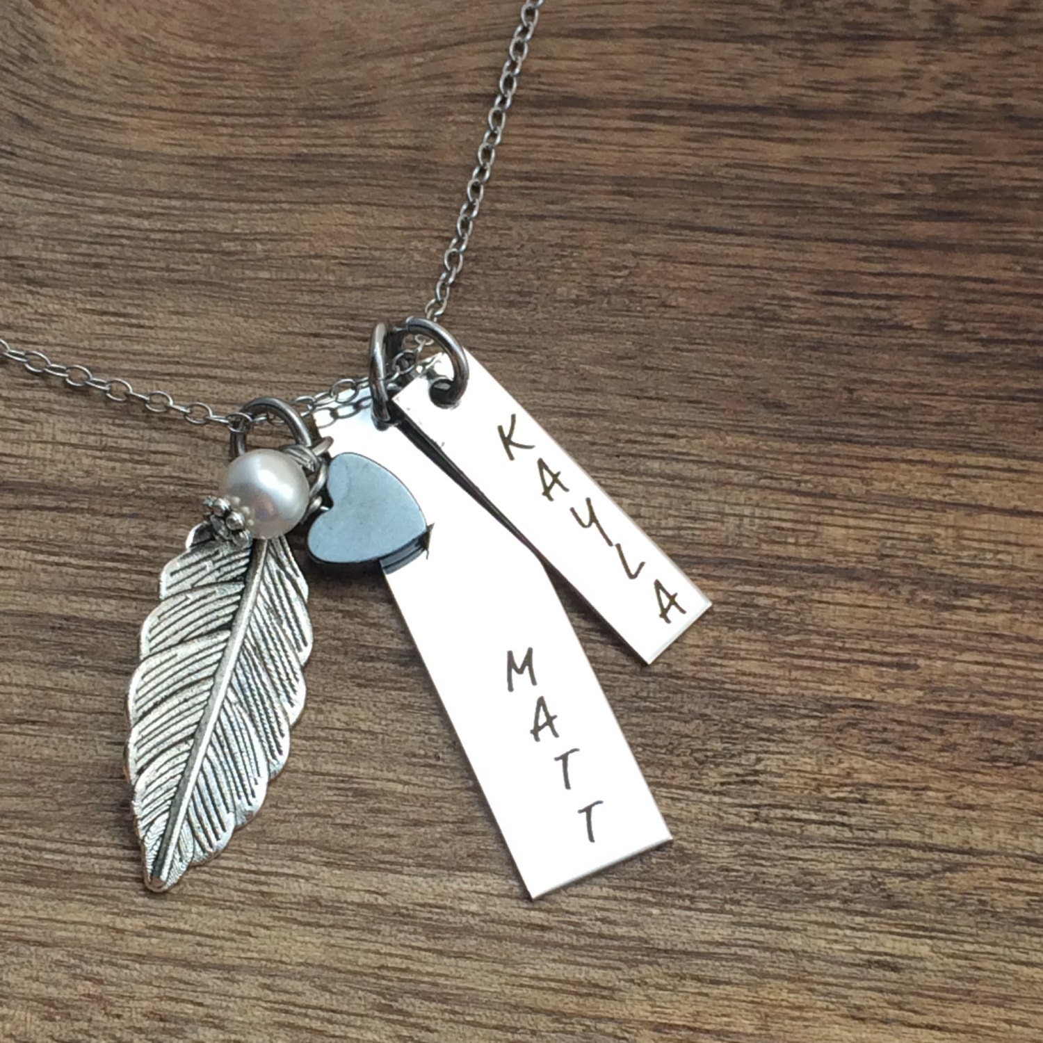 Kid Name Necklace Mom Mom Necklace Kid Name by sierrametaldesign