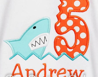 Shark Birthday Shirt, Birthday Embroidered Shirt, Shark Birthday Shirt, Shark Bite Birthday, Summer Birthday, Boys Birthday, Shark Shirt