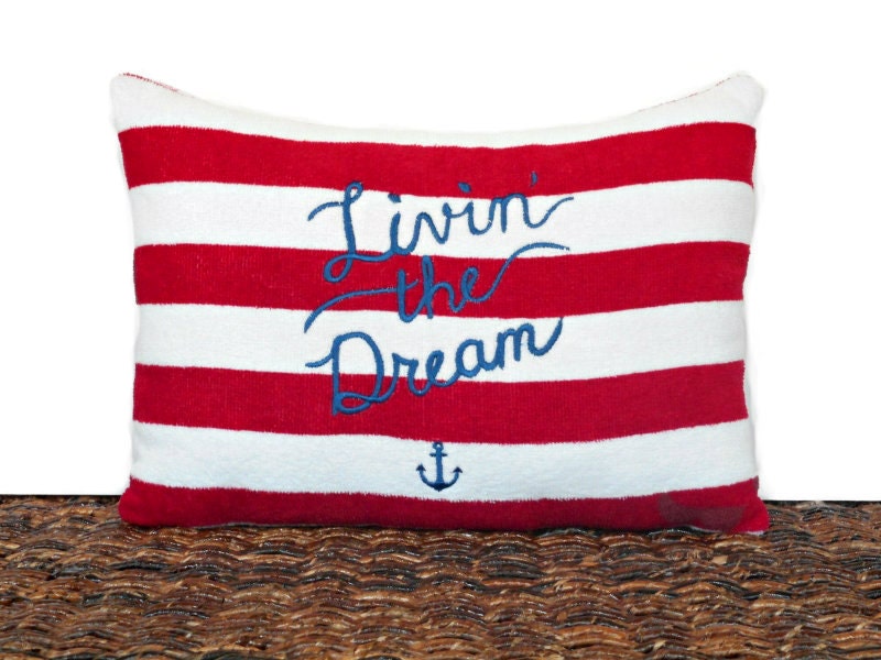 Nautical Accent Pillow Cushion Coastal Patriotic by PookieandJack
