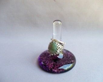 Hand Blown Glass Ring Holder,Art Glass.