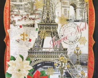 Christmas Paris 24" x 44" Panel Eiffel Tower Timeless Treasures Fabric