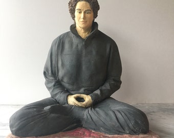 Zen Art, Ceramic Figure Sculpture of a Woman in Meditation, Contemporary Buddha Statue, Figurine Portrait