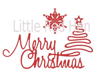 Merry Christmas with Snowflake Cursive SVG