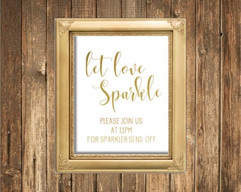 REAL Gold Foil Sign-Let Love Sparkle Sign- REAL Gold Foil Wedding Signs