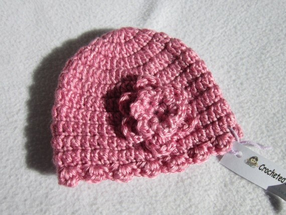 Soft Pink Flowered Baby Girl Hat Easter Hat Soft Rose