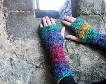 ARM WARMERS, long fingerless gloves womens knitted - Cool mittens - extra long, gift for her
