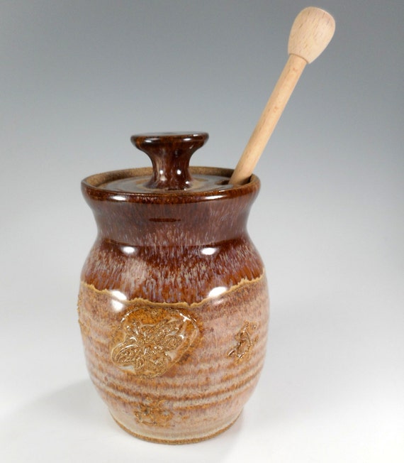Download Ceramic honey dipper pot pottery honey jar stoneware honey Yellowimages Mockups