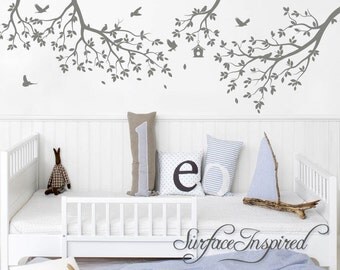 Nursery Wall Decal Tree Wall Decal Kids Wall Decal Wall Decals Nursery Wall Decals For Girls and Boys Gray Whimsical Branches With Birds