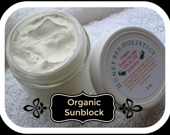 Organic Sunblock Lotion Protects from UVA & UVB rays Untested SPF 25-30,Organic Oils Used-2 oz. Jar -Non Nano Baby Sunblock Sunscreen