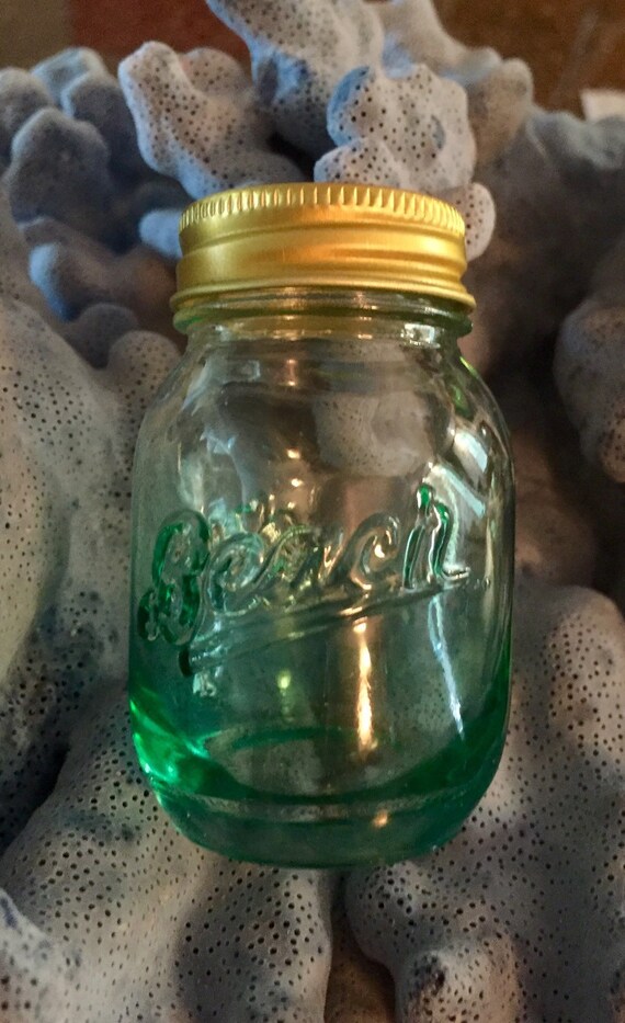 Beach Blue Mason Jar shot glass with Lid by clairemarieantiques