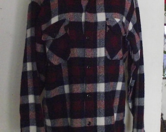 Traverse Bay Woolen Co Wool Shirt/Jacket-Red/White/Blue from Traverse City Michigan-Unisex Woodland Rustic Cottage Chic Lumberjack/Jill XLg