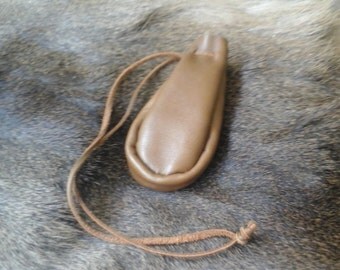 Brown Leather Neck Pouch with Gusset