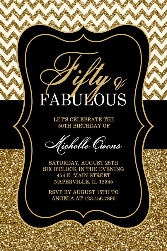 Fifty and Fabulous Birthday Party Invitation 50th Birthday