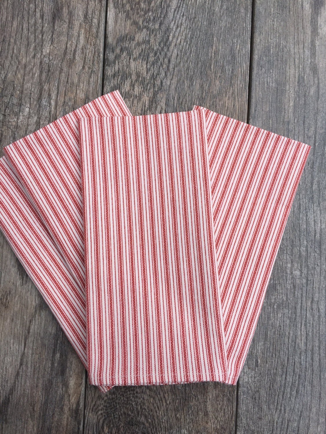 Farmhouse decorRed Striped cloth napkins cotton