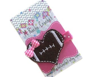 Football hair clip, football felt clip, football hair bow, football party, football gift, baby hair clip, toddler hair clip, baby barrettes