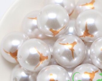 Texas Longhorns Chunky Bubblegum Beads 20mm - 10 ct