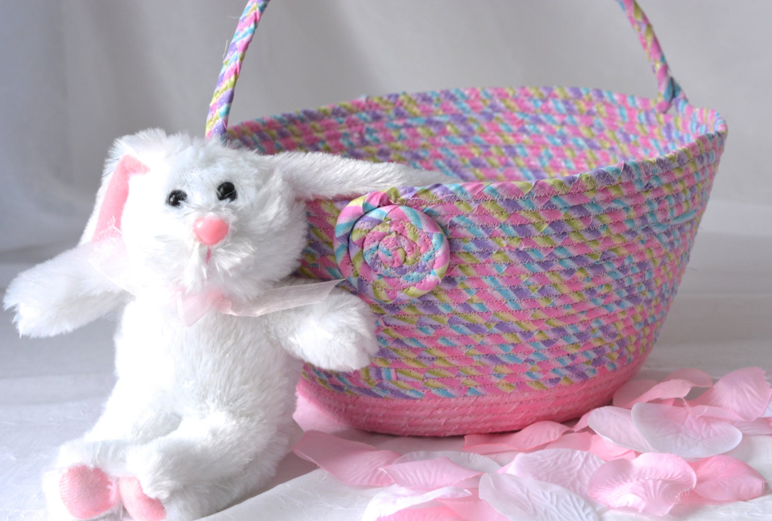 Pink Easter Basket Pink Flower Girl Basket Handmade Easter