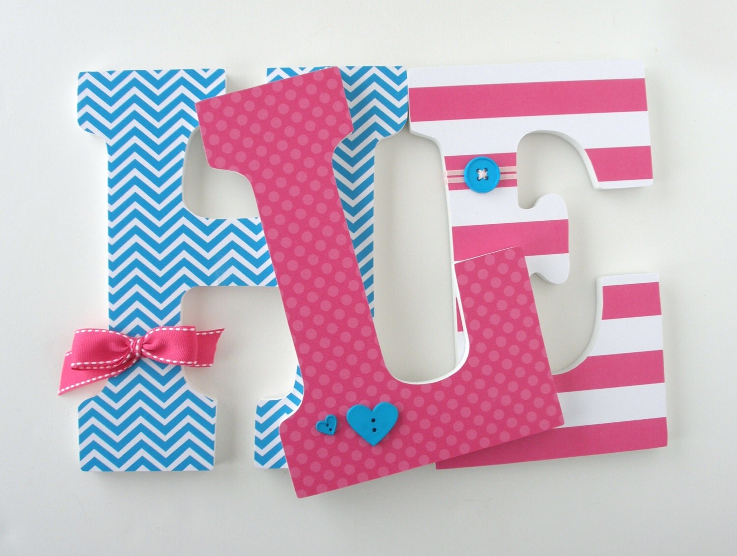 Hot Pink and Teal Letter Set for Nursery or Bedroom Custom