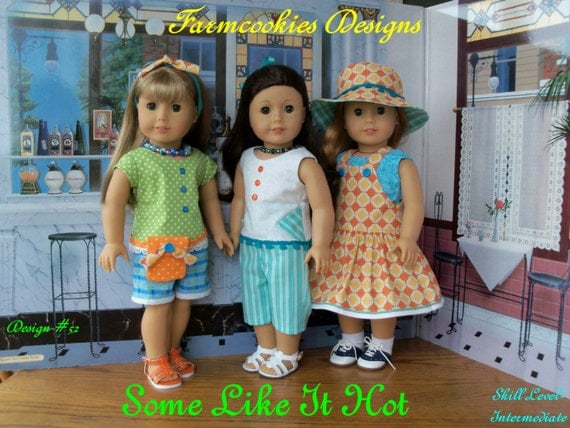 Extra Large PDF Sewing Pattern / Some Like It Hot! Summer Separates and Accessories for American Girl® or other 18" Dolls