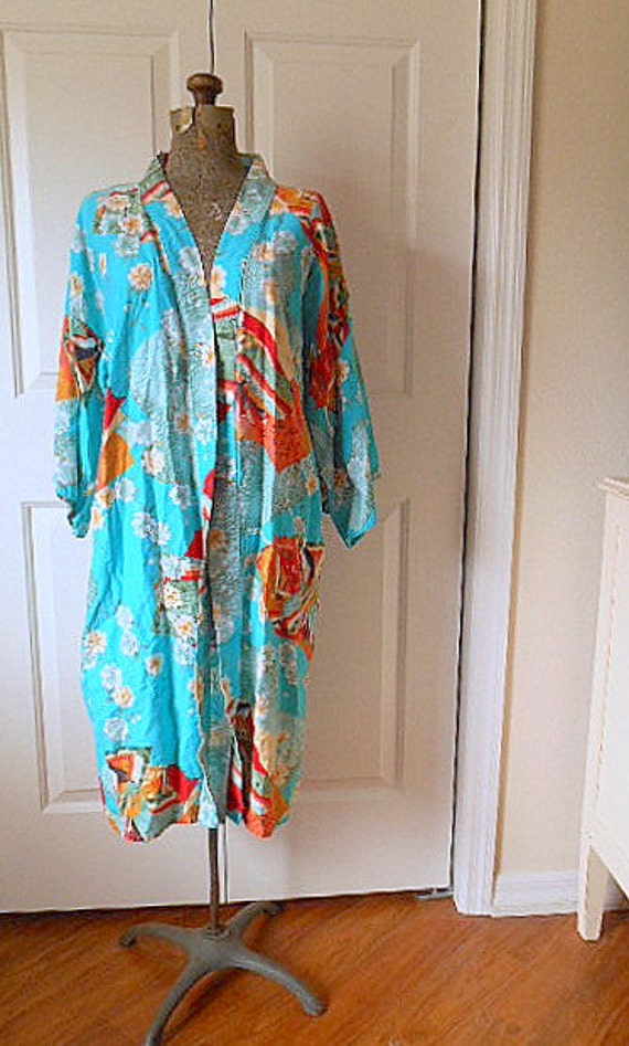 Vintage Asian cotton Kimono duster Jacket