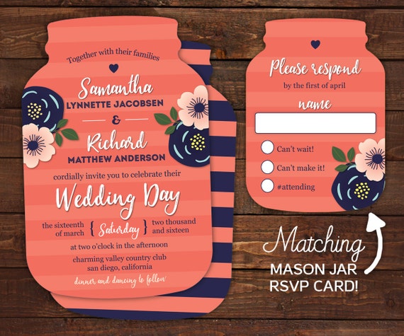 Mason Jar Shaped Wedding Invitations 2