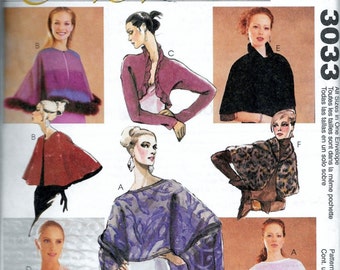 McCalls Misses Evening Dress Elegance Cover Ups Capelet Shrug Pattern 3033 UNCUT