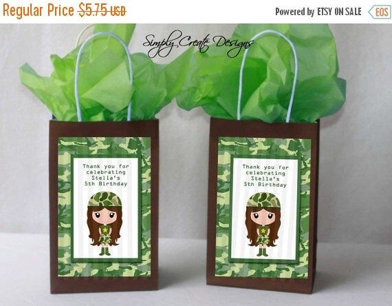 SALE Army Girl Party Favor Tag Camo DIGITAL FILE 4x6 Jpeg Digital File Personalized Il_570xn