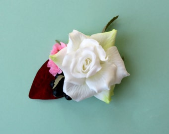 White Garden Rose Hair rose hair clip | etsy White Garden Rose Hair rose hair clip | etsy