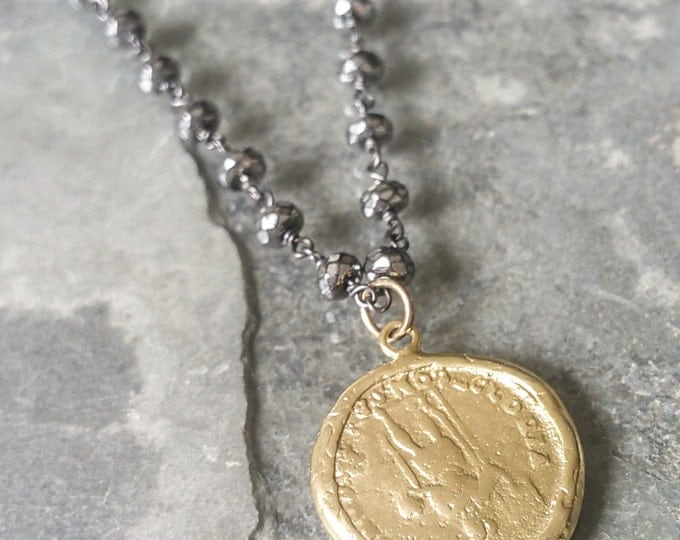 Coin Necklace, Mixed Metal Coin Necklace, Mixed Metal Silver and Gold Necklace, Gold Coin Necklace, Gold Coin Silver Necklace