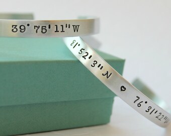 GPS Bracelet - GPS Coordinate Bracelet - GPS Coordinate Jewelry - Personalized Bracelet - Personalized gps Coordinate gift - gps gift -