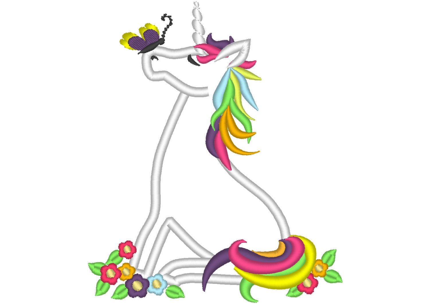 Rainbow Unicorn With Butterfly Machine Embroidery Designs 8613