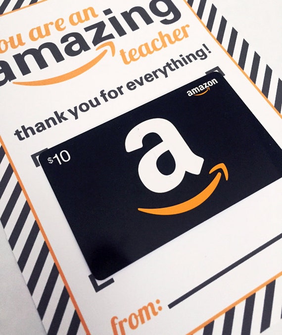 Amazon Gift Card holder 5x7 Printable Gift Card for Teachers
