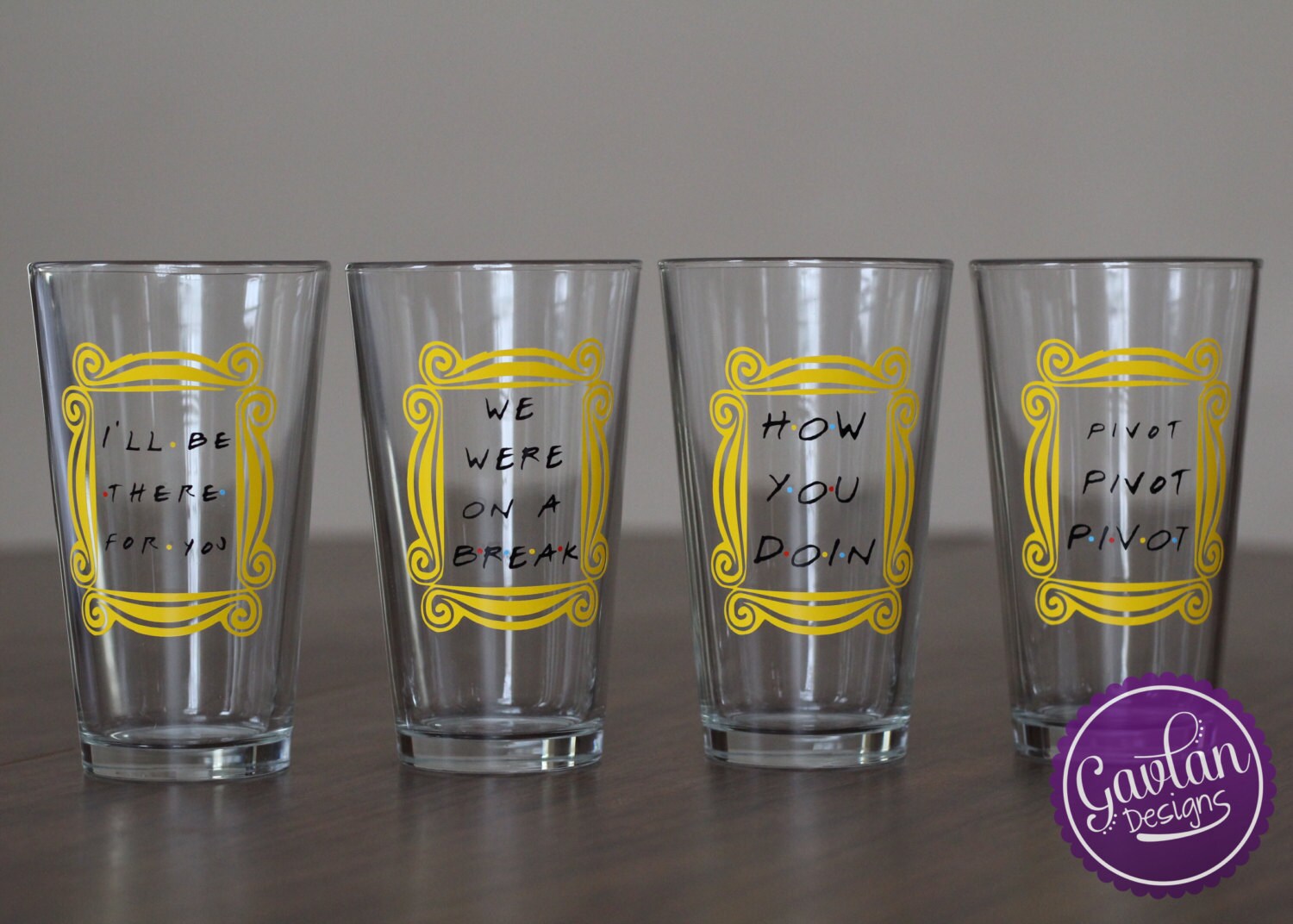 Drinking Glass Set Inspired by FRIENDS TV show I'll be