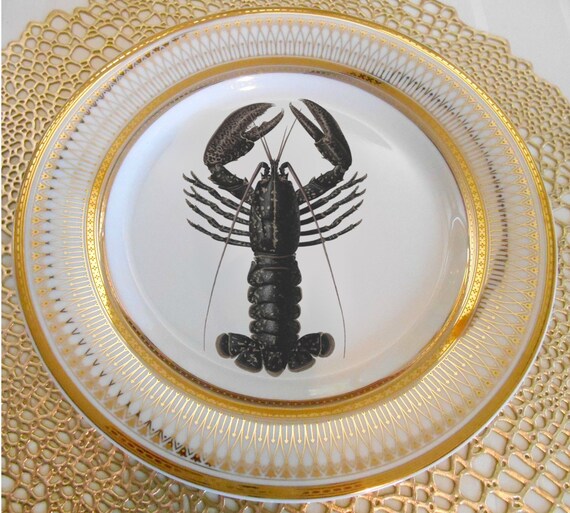 Gold Lobster Seafood Plate Lobster Dish Lobster Dinnerware