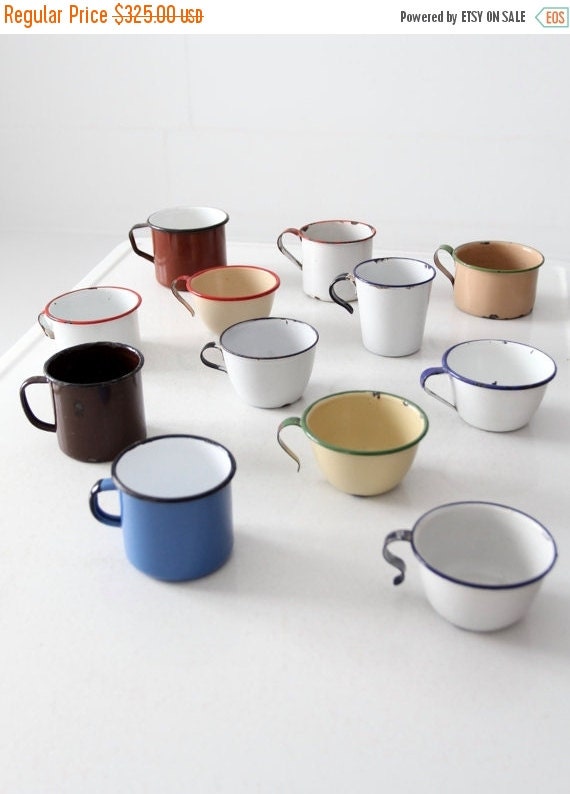 SALE collection vintage enamelware mugs vintage cups by 86home