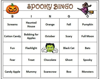 Halloween Bingo - Fun and Easy to Play! Celebrate your Halloween Party with a fun Spooky Holiday Bingo Game!