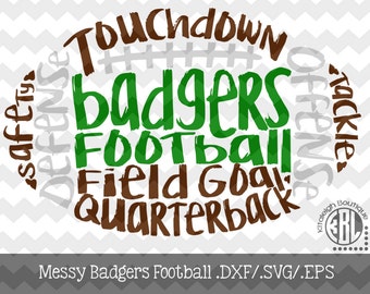 Messy Badgers Football design INSTANT DOWNLOAD in dxf/svg/eps for use with programs such as Silhouette Studio and Cricut Design Space